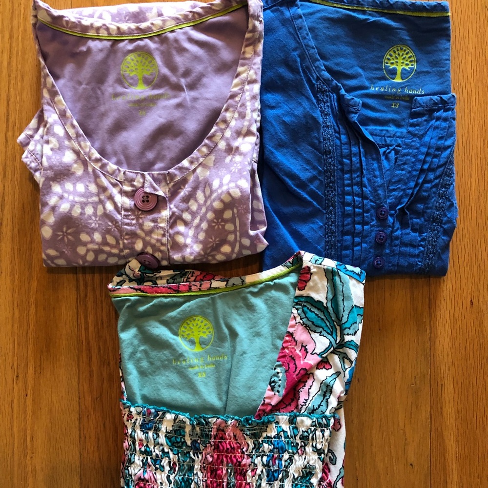 (3) Healing Hands Scrub Tops